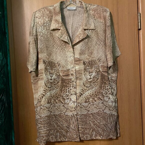 Conrad C Safari Tiger Print 2 piece blouse and skirt (slight sheer) - Picture 2 of 13